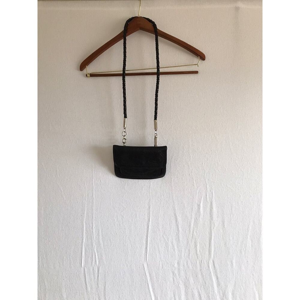 Vintage Carlos Falchi black leather‎  crossbody